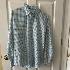 Saddlebred Blue, green, White Plaid Shirt long sleeve button down collar men’s M